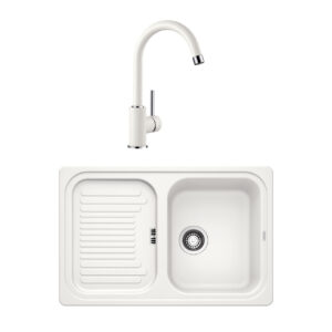 Pachet chiuveta de bucatarie BLANCO CLASSIC 45 S + baterie MIDA SILGRANIT alb
