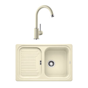 Pachet chiuveta de bucatarie BLANCO CLASSIC 45 S + baterie MIDA SILGRANIT jasmin