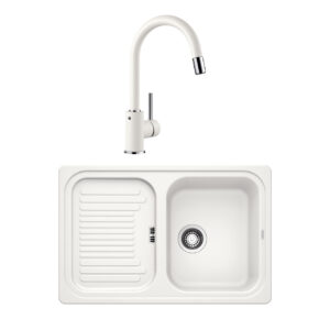 Pachet chiuveta de bucatarie BLANCO CLASSIC 45 S + baterie MIDA-S SILGRANIT alb