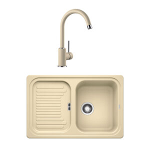 Pachet chiuveta de bucatarie BLANCO CLASSIC 45 S + baterie MIDA SILGRANIT sampanie