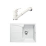 Pachet chiuveta de bucatarie BLANCO ENOS 40 S SILGRANIT ALB+ baterie DARAS S SILGRANIT ALB cu dus extractibil