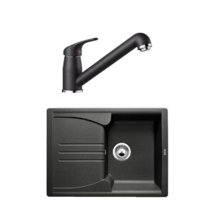 Pachet chiuveta de bucatarie BLANCO ENOS 40 S SILGRANIT ANTRACIT+ baterie DARAS S SILGRANIT ANTRACIT cu dus extractibil