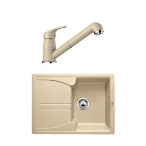 Pachet chiuveta de bucatarie BLANCO ENOS 40 S SILGRANIT SAMPANIE+ baterie DARAS S SILGRANIT SAMPANIE cu dus extractibil