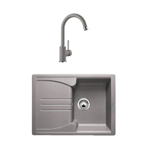 Pachet chiuveta de bucatarie BLANCO ENOS 40 S SILGRANIT ALUMETALIC + baterie MIDA SILGRANIT ALUMETALIC