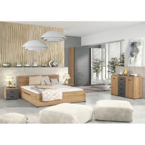 Set dormitor, stejar grandson auriu/uni gri, UTAH
