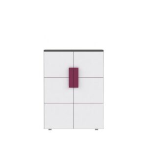 Comodă cu două uşi, gri/albă/mov, LOBETE 40