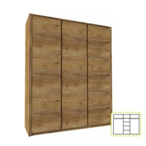 Dulap cu trei uşi, stejar lekfas închis, MONTANA S3D
