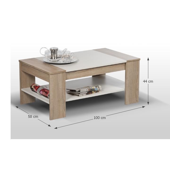 Măsuţă de cafea, stejar sonoma/alb, FINLEY