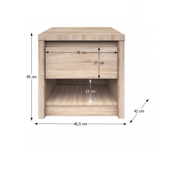 Noptieră, PAL melaminat, stejar sonoma, NORTY