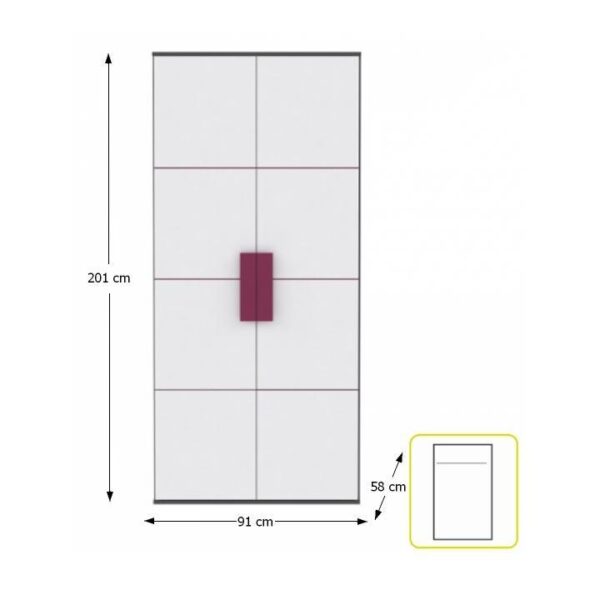 Dulap şifonier, gri/alb/mov, LOBETE S82