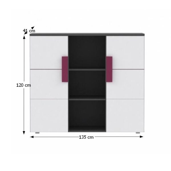 Comodă combinată, gri/albă/mov, LOBETE 43