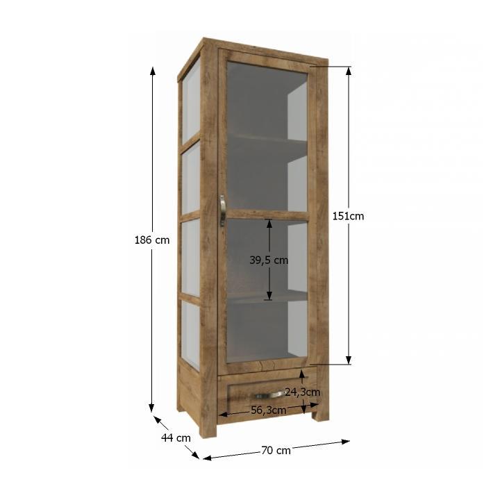 Vitrină W1D, stejar lefkas, NEVADA