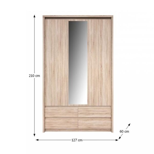 Dulap cu oglindă 3D4S, stejar sonoma, NORTY TYP 1