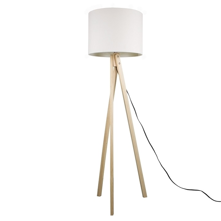 Lampă de podea, albă/lemn natural, LILA TYP 6