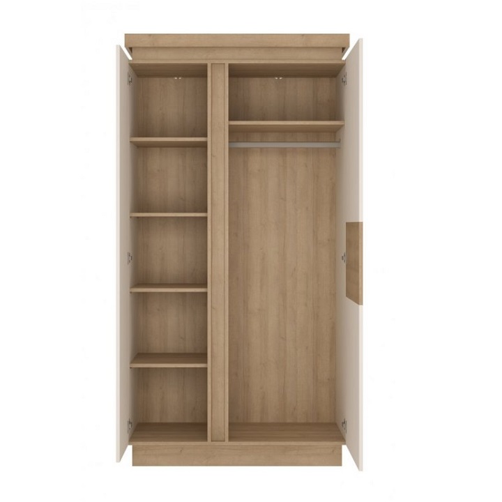 Dulap LYOS01, stejar riviera/alb extra lucios HG, LEONARDO