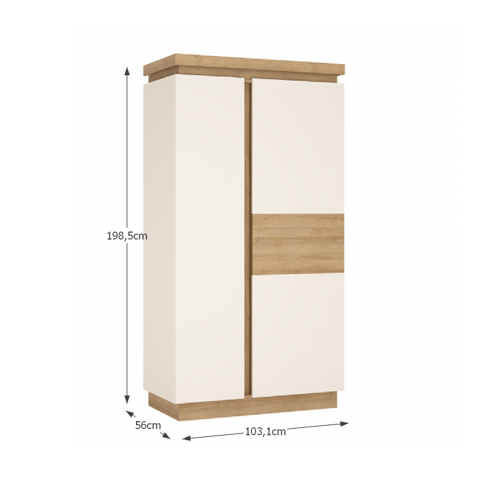 Dulap LYOS01, stejar riviera/alb extra lucios HG, LEONARDO
