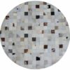 Covor de lux din piele, alb/gri/maro, patchwork, 200x200, PIELE DE VITĂ TIP 10