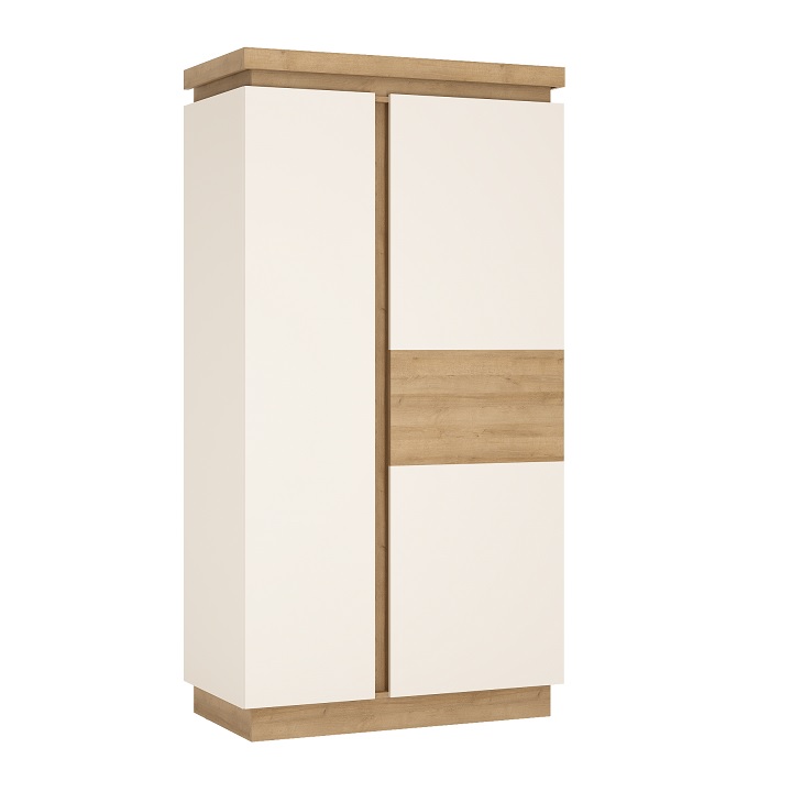 Dulap LYOS01, stejar riviera/alb extra lucios HG, LEONARDO