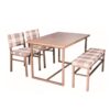 Set dining - masă, bancă, 2 scaune, în carouri/maro/nuc, LAKIN