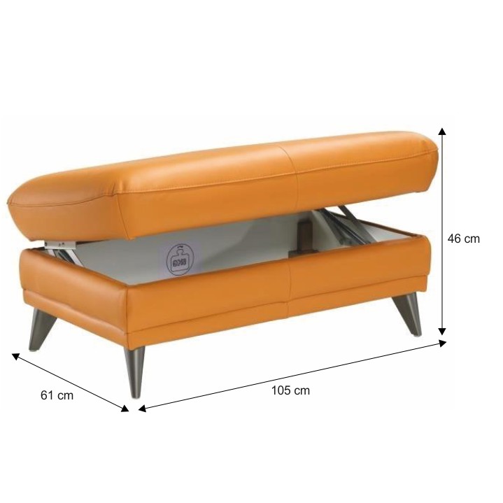 Taburet din piele, la comandă, piele Pampas Amber M9030, LIBERA