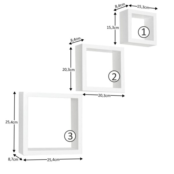 Set rafturi 3 buc, alb, KVADRO NEW DR-WS-6103