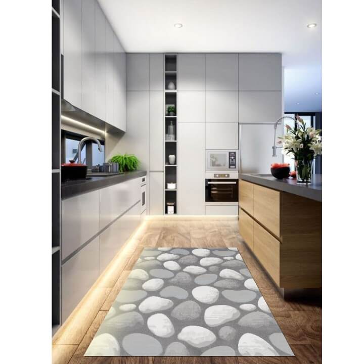 Covor 160x235 cm, maro/gri/model pietre, MENGA