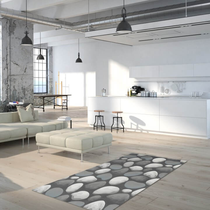 Covor 160x235 cm, maro/gri/model pietre, MENGA