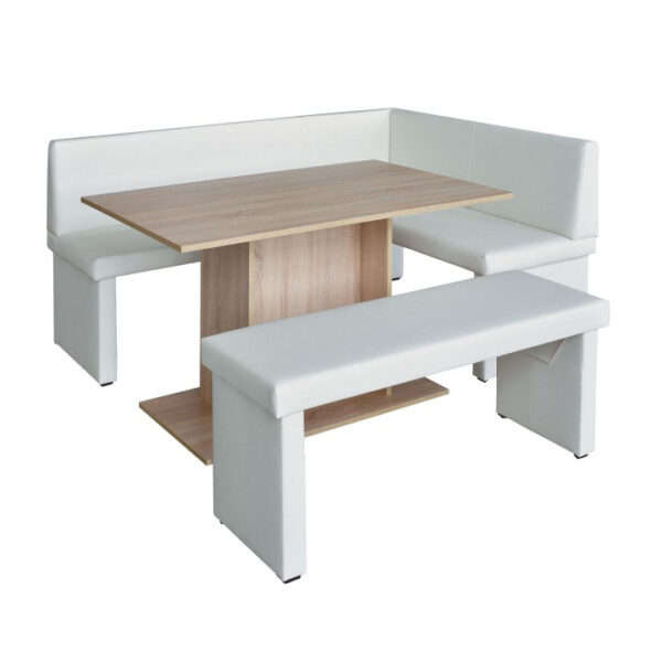 Set dining, alb/stejar sonoma, model dreapta, MODERN