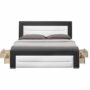 Pat matrimonial, cu somieră şi sertare, piele eco negră / alb, 160x200, NAZUKA