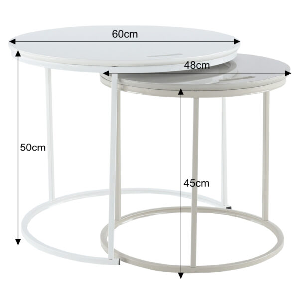 Set măsuţe portabile, alb/gri, NERIMAN 2v1