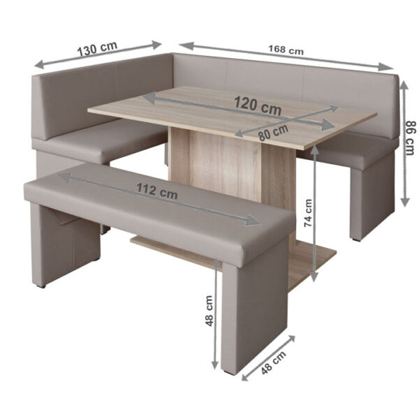 Set dining, cappuccino/stejar sonoma, model stânga, MODERN