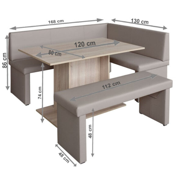 Set dining, cappuccino/stejar sonoma, model dreapta, MODERN