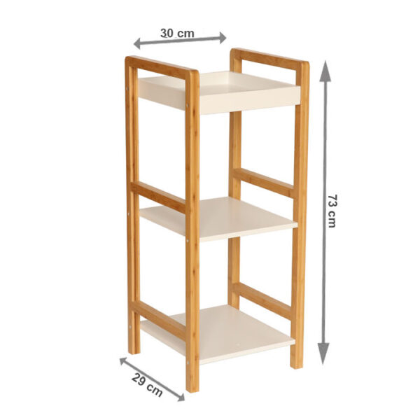 Etajeră, bambus lăcuit/alb, NIMES