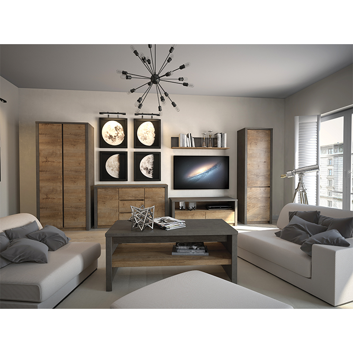 Dulap cu trei uşi, stejar lefkas închis/smooth gri, MONTANA S3D