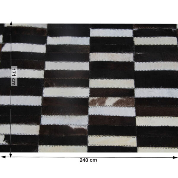 Covor de lux din piele, maro/negru/alb, patchwork, 171x240, PIELE DE VITĂ TIP 6