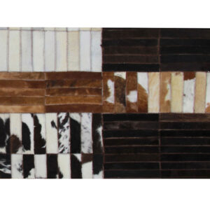 Covor de lux din piele, negru/maro/alb, patchwork, 171x240, PIELE DE VITĂ TIP 4