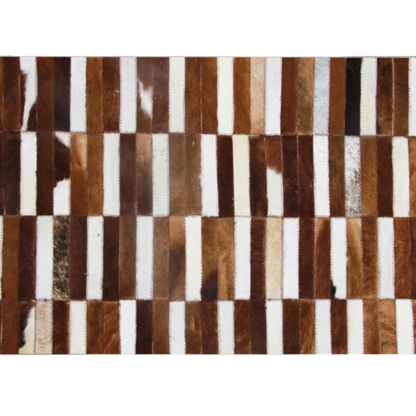 Covor de lux din piele, maro/alb, patchwork, 141x200, PIELE DE VITĂ TIP 5