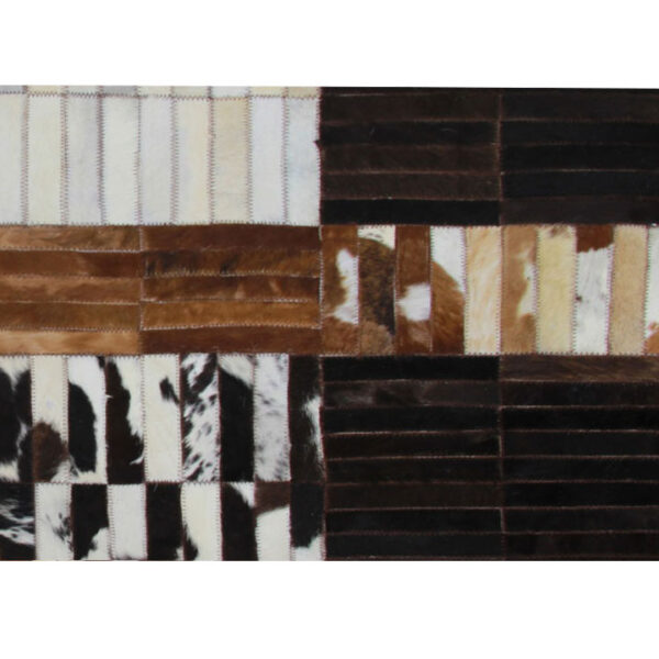 Covor de lux din piele, negru/maro/alb, patchwork, 201x300, PIELE DE VITĂ TIP 4