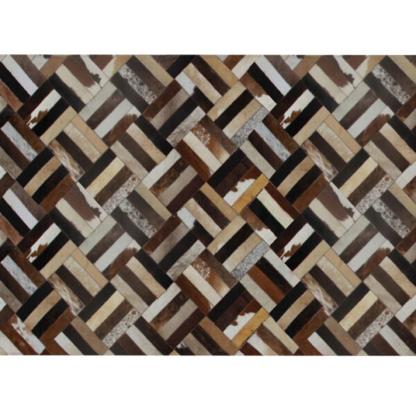 Covor de lux din piele, maro/negru/bej, patchwork, 200x300 , PIELE DE VITĂ TIP 2