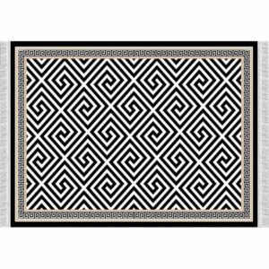 Covor Motive, model negru-alb, 80x200