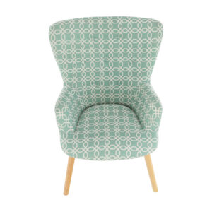 Fotoliu design, textil verde cu model, BRANDO