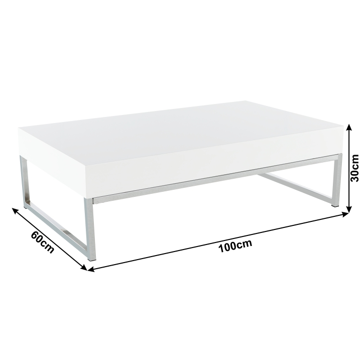 Măsuţă de cafea, crom/strălucire extra albă HG, LOTTI