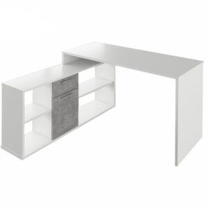 Masa PC, albă/beton, NOE NEW