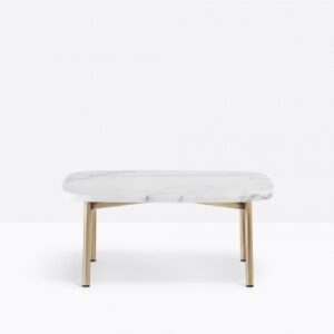 Masuta cadru metalic alama antichizata cu blat din marmura carrara BUDDY 59x59