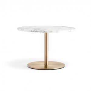 Masa coloana centrala alama antichizata cu blat rotund din marmura Carrara