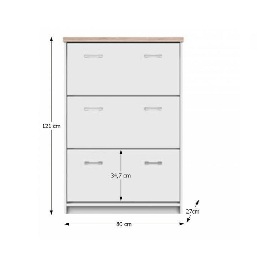 Pantofar 3K, PAL melaminat, alb/stejar sonoma, TOPTY