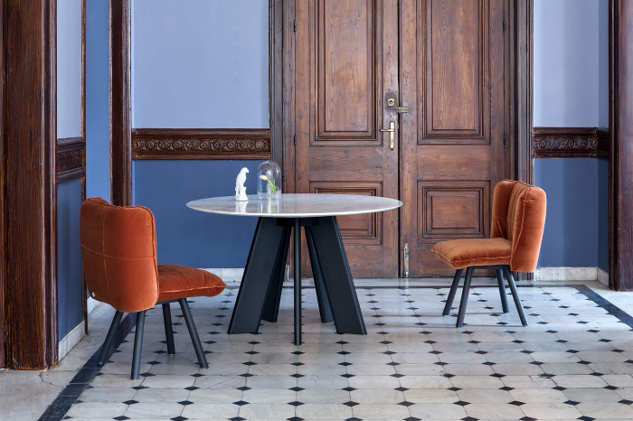 Mese lemn blat rotund din marmura ALHAMBRA 001 RAM