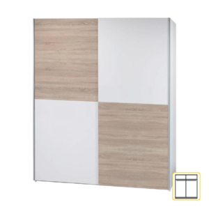 Dulap cu două uşi, uşi glisante, model şah, stejar sonoma/alb, VICTOR 2