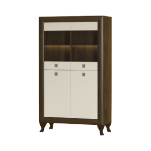 Vitrină 2D2W, stejar sonoma ciocolatiu/luciu bej, PARMY