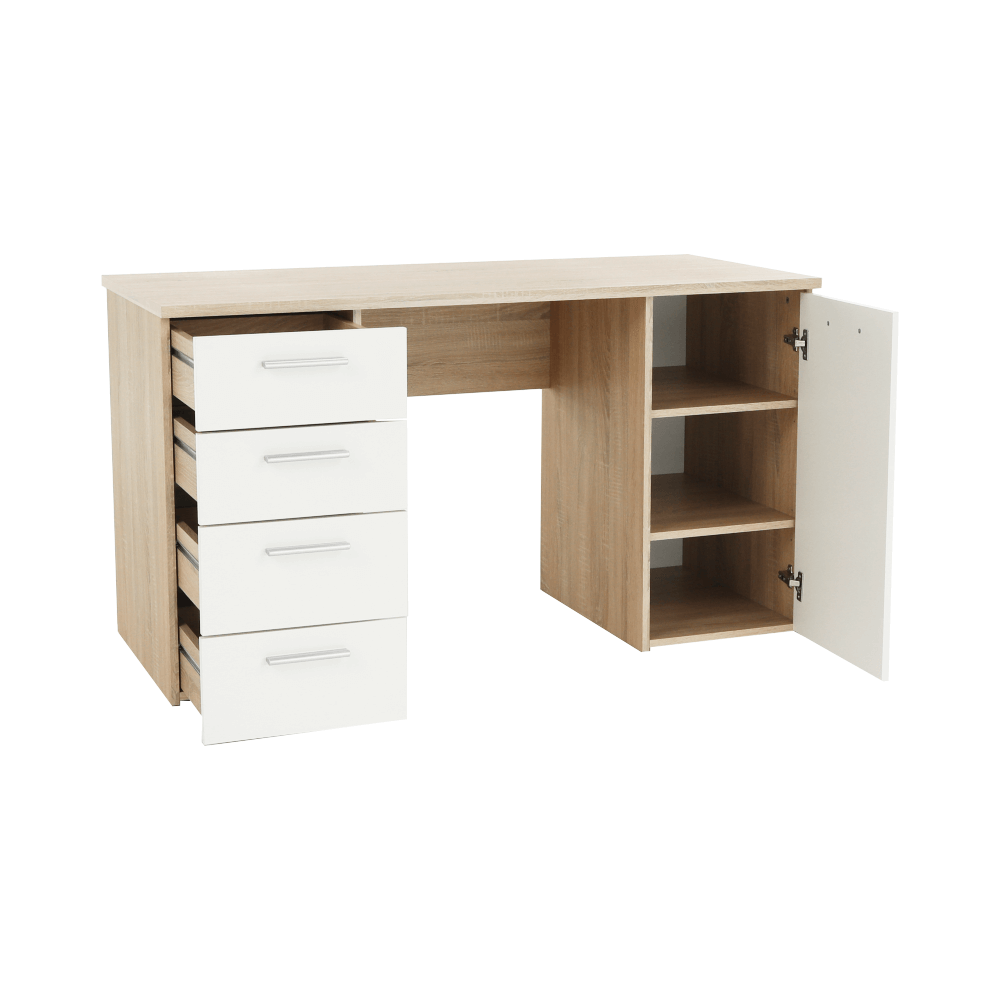 Masă de scris, stejar sonoma/alb, EUSTACH